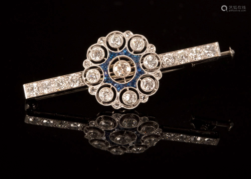 Fine Cartier Art Deco Platinum, Diamond and Sapphire