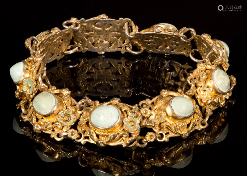 gilded silver bracelet set with turquoise - 1890