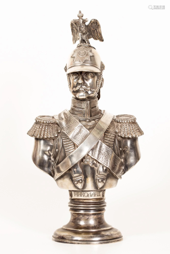 A Silver 84 Bust of Emperor Nicholas I of Russia by