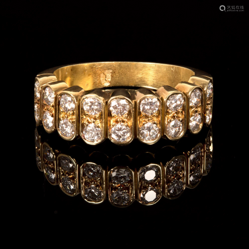 A 14K Yellow Gold and Diamond Ring