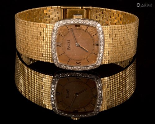 Vintage 18K Yellow Gold and Diamond Wristwatch, Piaget