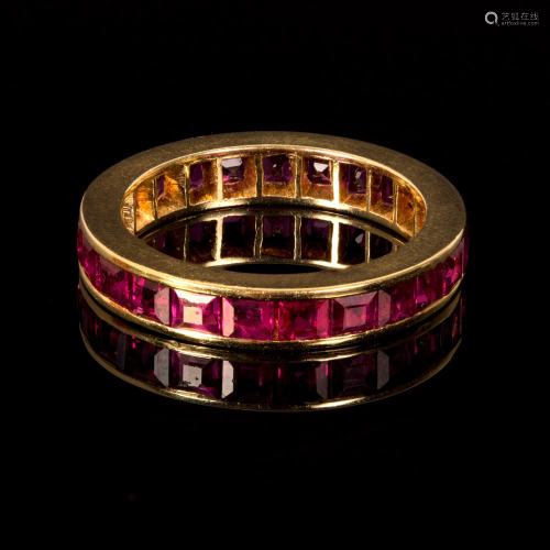 18K Yellow Gold and Ruby Eternity Band Ring