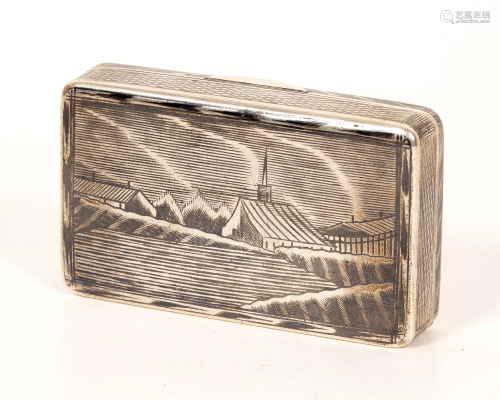 Tobacco Box, 84 Silver with Niello, Russia, 1857