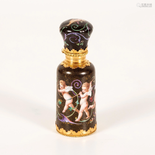 Perfume Bottle - Gold w/ Enamel Painting