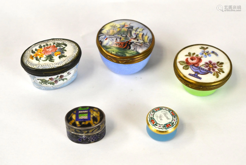 Five Pcs of Miniature Enamel Boxes