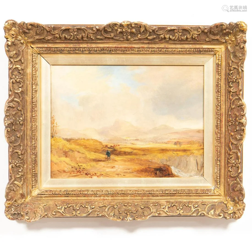 SCOTTISH OIL ON PANEL LANDSCAPE, GILTWOOD FRAME