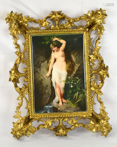 KPM Fine Framed Porcelain Plaque w. Nude Lady