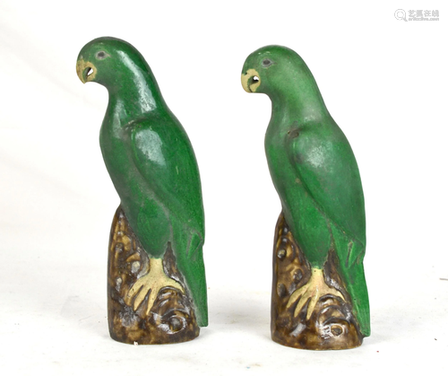 Pr Chinese Green Glazed Parrots