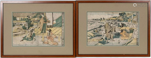 UTAGAWA TOYOKUNI, PAIR OF KABUKI ACTOR WOODBLOCKS