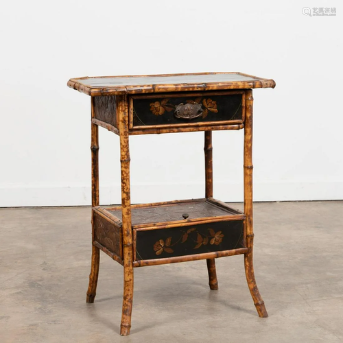 L. 19TH C. AESTHETIC JAPANNED & BAMBOO TABLE