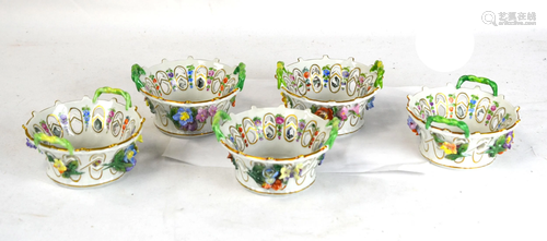 Five Dresden Porcelain Baskets