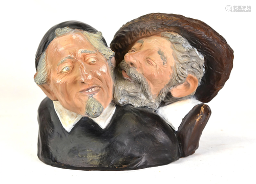 Terracotta Painted Anti -Semitic Double Figure