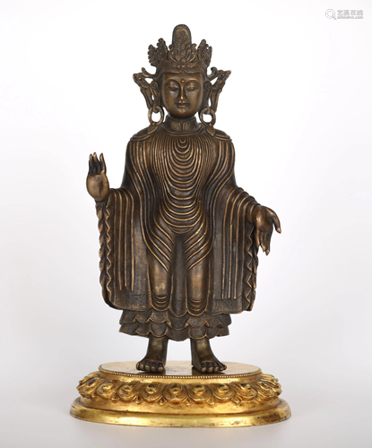 Chinese Bronze Standing Buddha Figure