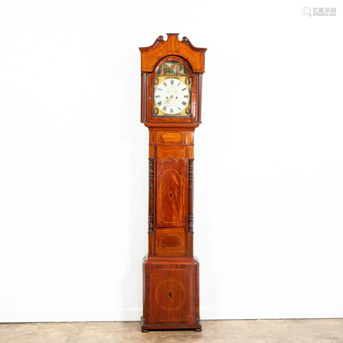 19TH C. SCOTTISH INLAID MAHOGANY TALL CASE CLOCK