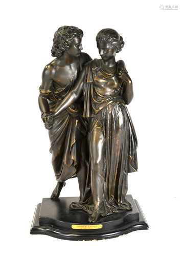 Large Bronze Classical Couple Sculpture