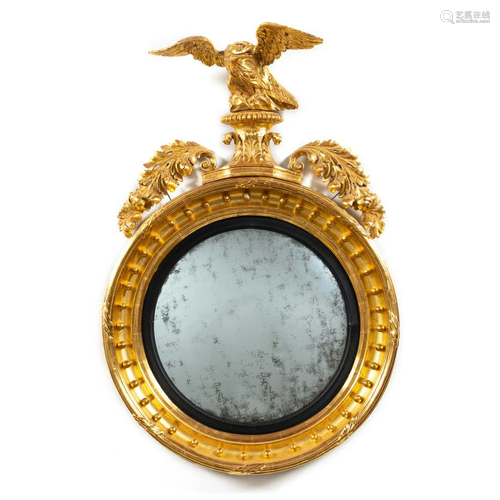 AMERICAN FEDERAL STYLE GILTWOOD CONVEX MIRROR