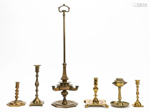 GROUP 6 ASSORTED BRASS CANDLESTICKS