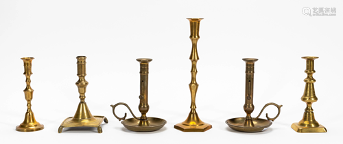 GROUP 6 ASSORTED BRASS CANDLESTICKS