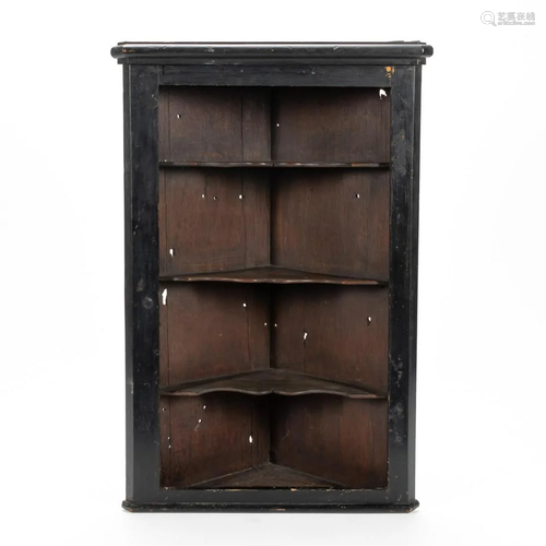 AMERICAN 19TH C. OAK HANGING CORNER CABINET