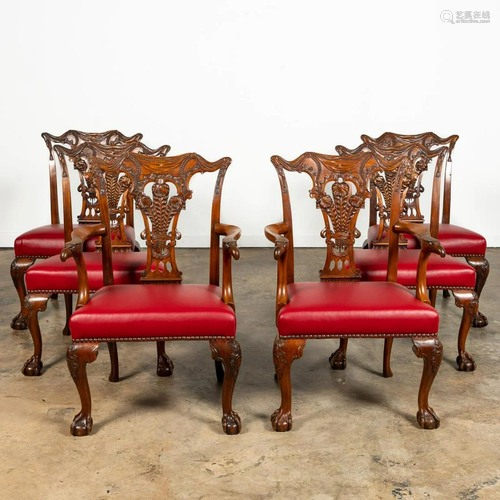 SET, SIX ENGLISH GEORGIAN MAHOGANY CHAIRS, C. 1780