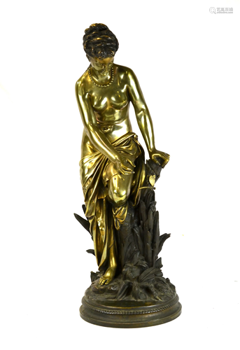 Large French L. Gregoire Bronze Sculpture of Lady