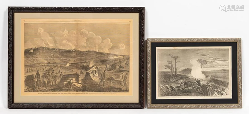 2 PCS, CHATTANOOGA CIVIL WAR BATTLE ENGRAVINGS