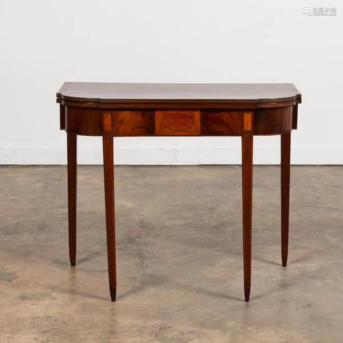 19TH C. FEDERAL MAHOGANY INLAID GAMES TABLE