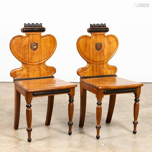 PAIR, 19TH C. WILLIAM IV SHIELD BACK WALNUT CHAIRS