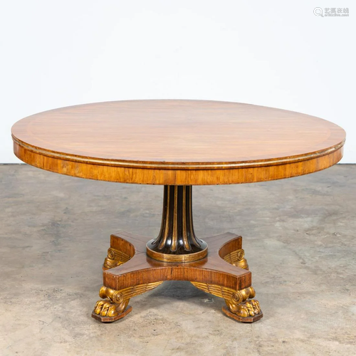 19TH C. PARCEL GILT & EBONIZED BREAKFAST TABLE