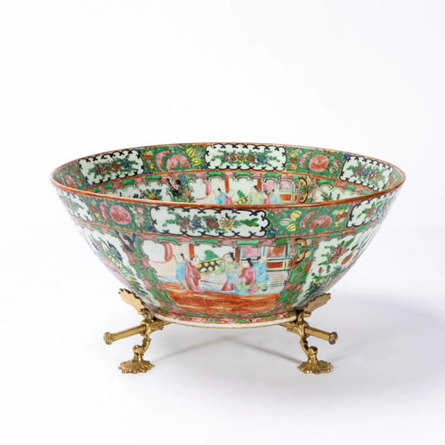 CHINESE EXPORT ROSE MANDARIN PORCELAIN BOWL