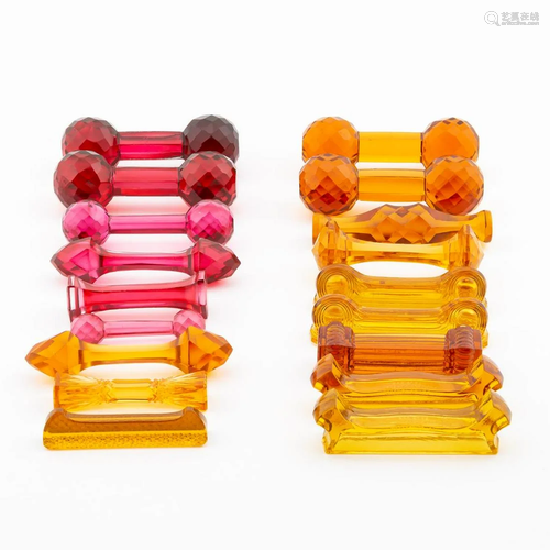 18 MISC. FACETED GLASS KNIFE RESTS