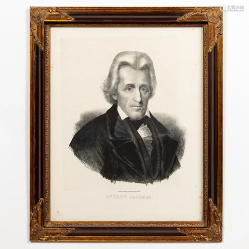 LITHOGRAPH OF ANDREW JACKSON, FRAMED, CIRCA 1840S