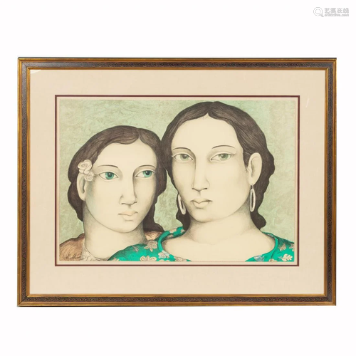 MIGUEL MARTINEZ, DOUBLE PORTRAIT LITHOGRAPH