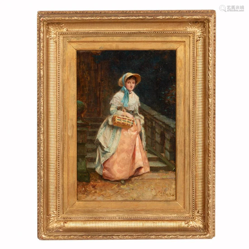 WILLIAM B. HOLE, LADY IN BONNET, GILTWOOD FRAME