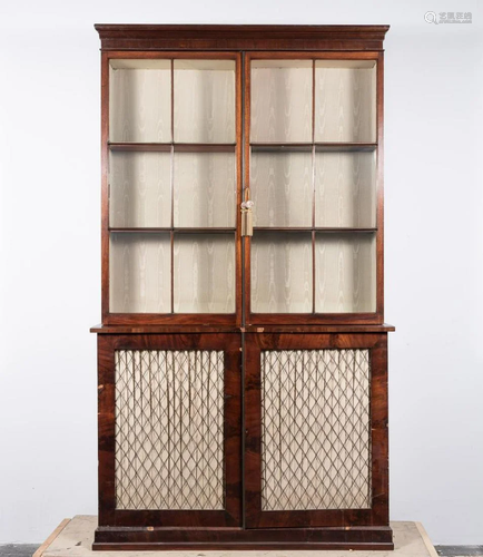 WILLIAM IV 2-DOOR MAHOGANY BOOKCASE CABINET