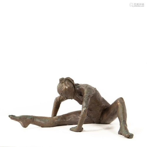 DANCER STRETCHING, FIGURAL BRONZE