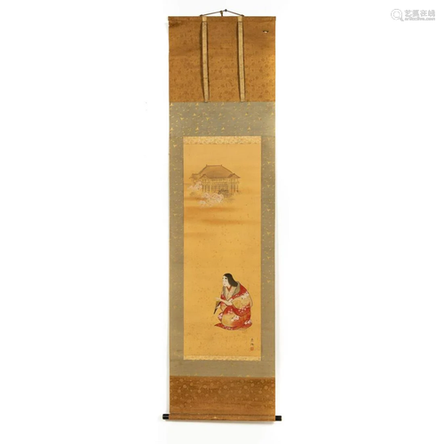 CHINESE FIGURAL & LANDSCAPE MOTIF SCROLL