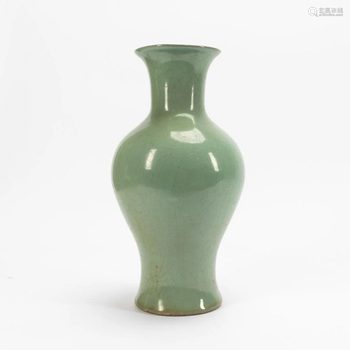 CHINESE CELADON BALUSTER FORM PORCELAIN VASE