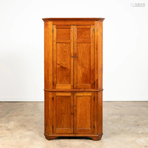 19TH C. AMERICAN WALNUT & PAINTED CORNER CABINET