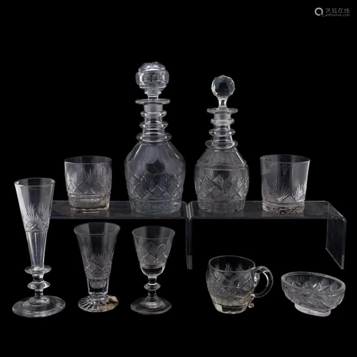 9 MISC AMERICAN BRILLIANT CUT GLASS TABLEWARE