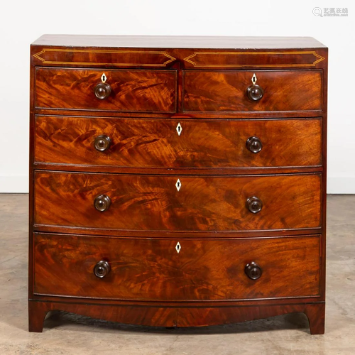 ENGLISH GEORGE III INLAID MAHOGANY CHEST, C. 1810