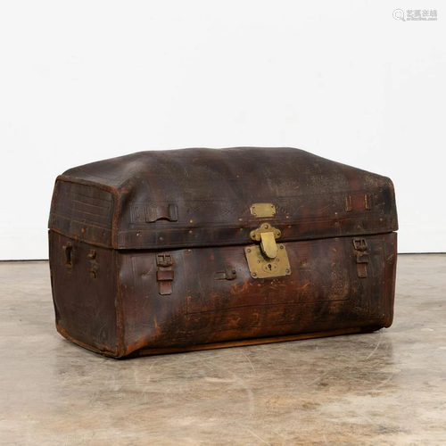 19TH C. TOOLED LEATHER TRUNK, CORNELIA PRIME