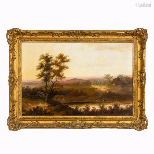 CHARLES MORRIS, PASTORAL LANDSCAPE, OIL ON CANVAS