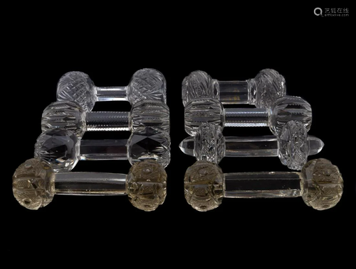 EIGHT MISC. CUT GLASS BAR KNIFE RESTS