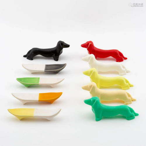 10 PC MISC. WHIMSICAL KNIFE RESTS, DACHSHUND FORM