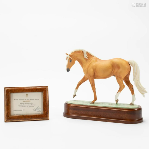 ROYAL WORCESTER 'PALOMINO' HORSE FIGURE ON STA…