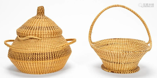 2 PCS, CHARLESTON SWEETGRASS BASKETS, FOLK ART