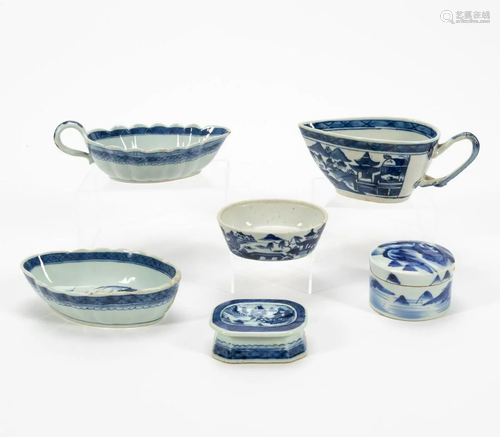 GROUP OF SIX PORCELAIN CANTON PIECES