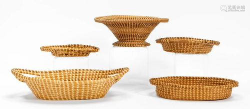 5 PCS, CHARLESTON SWEETGRASS SERVING BASKETS