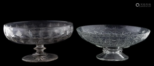 TWO 19TH C. AMERICAN CUT GLASS FOOTED BOWLS
